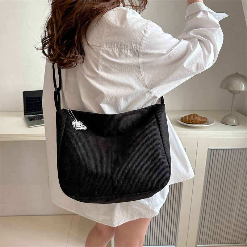 Large-capacity Crossbody Bag Korean Style Fashion Commuter Backpack Corduroy Class Bag