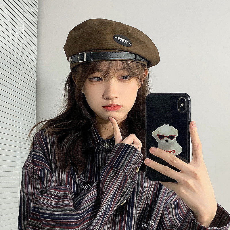Japanese-style Retro Metal Leather Ring Fashion Spring And Autumn Beret