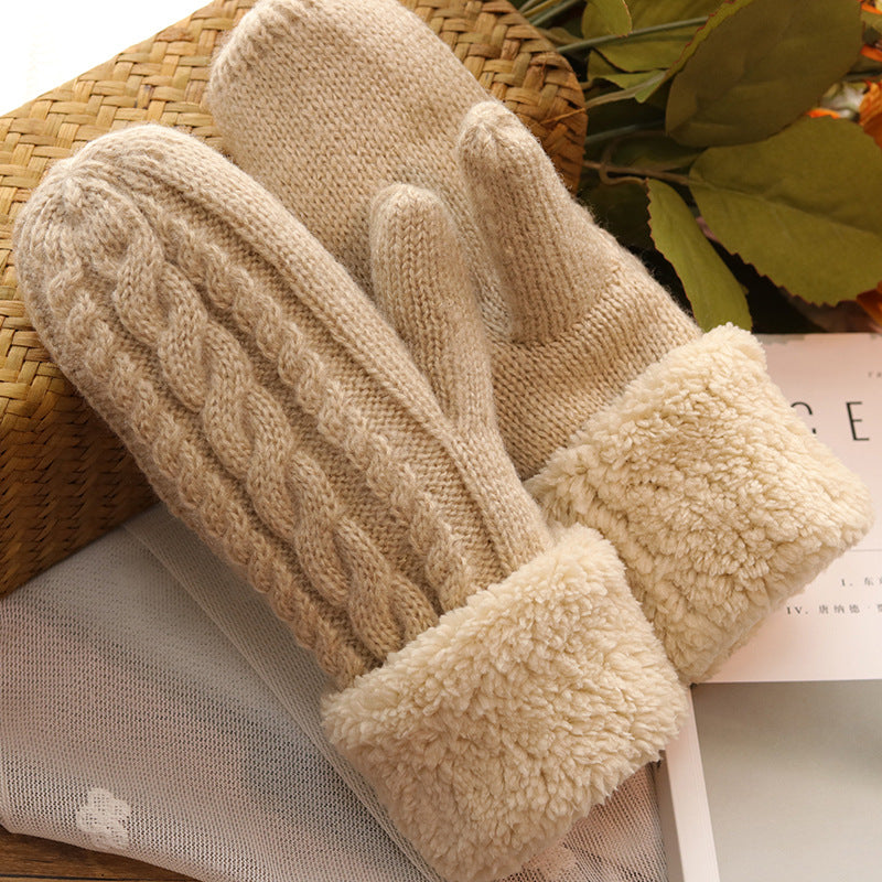 Mohair Twisted And Plush Warm Single Finger Gloves