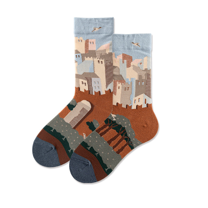 Literary Women Stockings Trend Illustration Color Socks