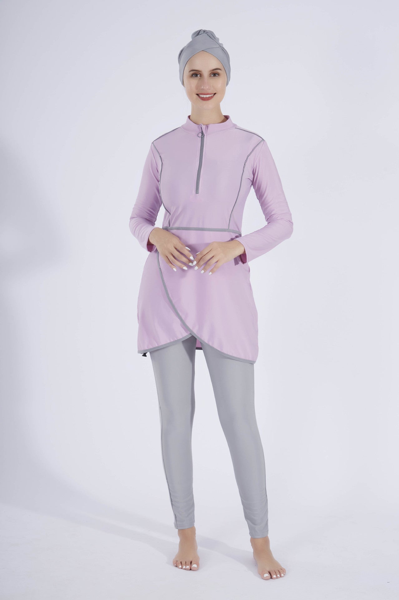 Modest Swimwear Burkini Top Hat Pants Three-piece Swimsuit