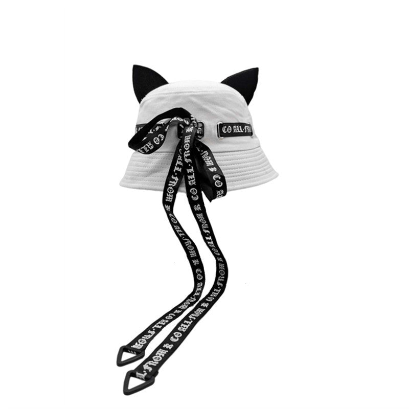 Cat Ears Girl Ribbon Bucket Hat