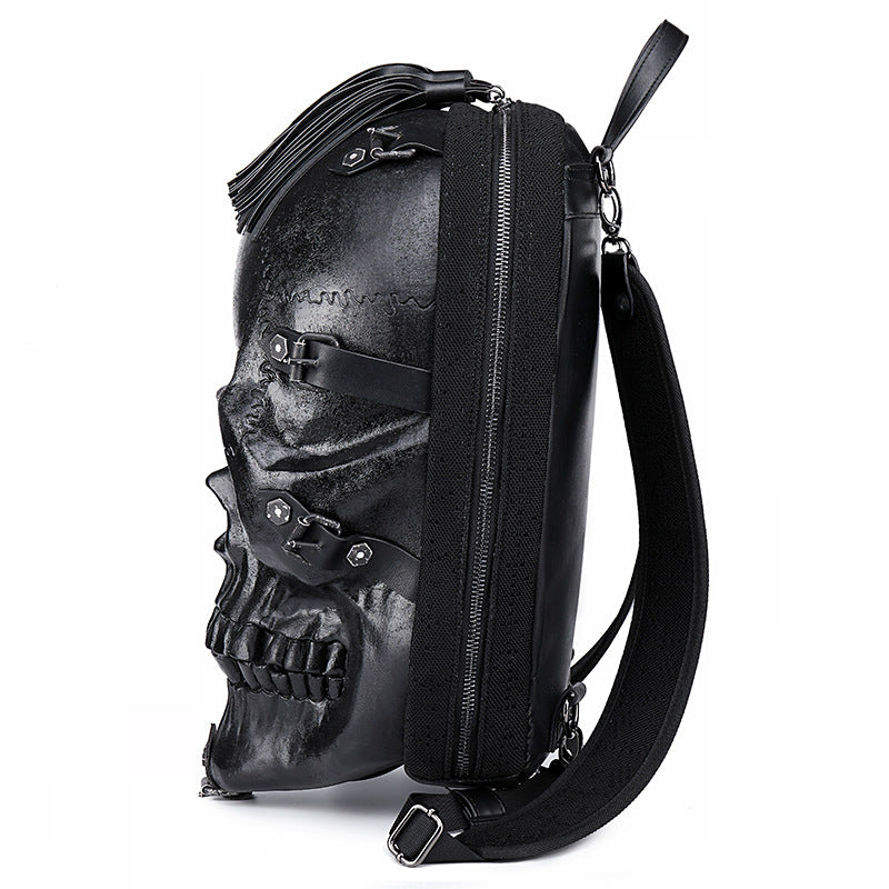 Personality new three-dimensional bone skull PU backpack Fashion multi-function outdoor backpack wholesale