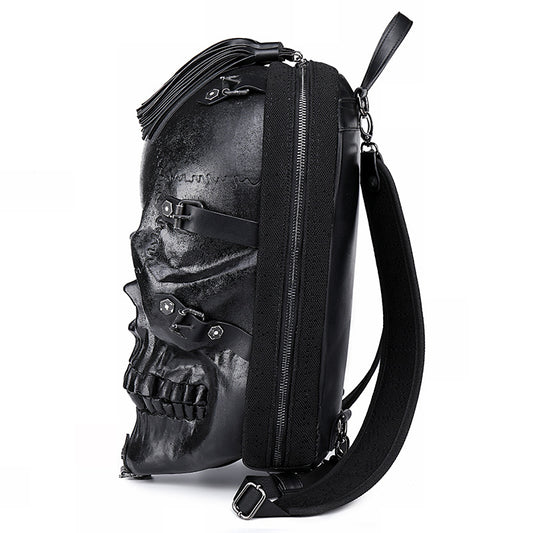 Personality new three-dimensional bone skull PU backpack Fashion multi-function outdoor backpack wholesale