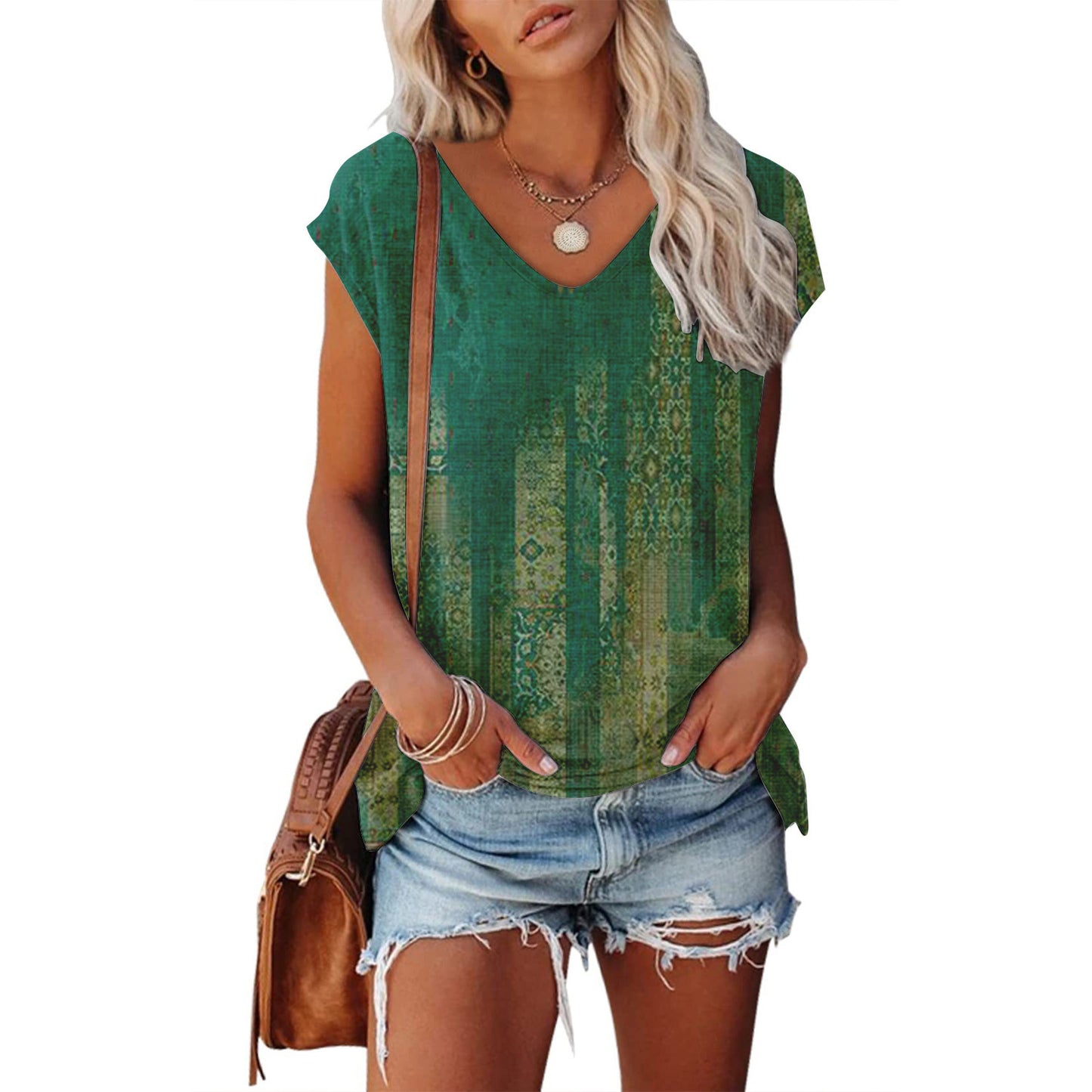 Women's 3D Digital Printing Sleeveless Multi-color Top
