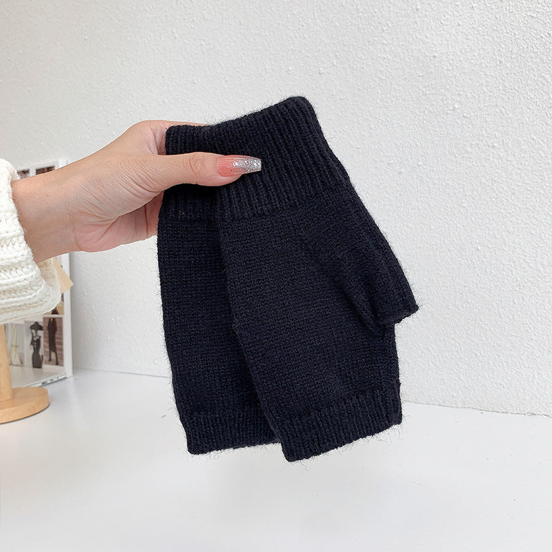 Women's Warm Knitting Wool Half Finger Gloves