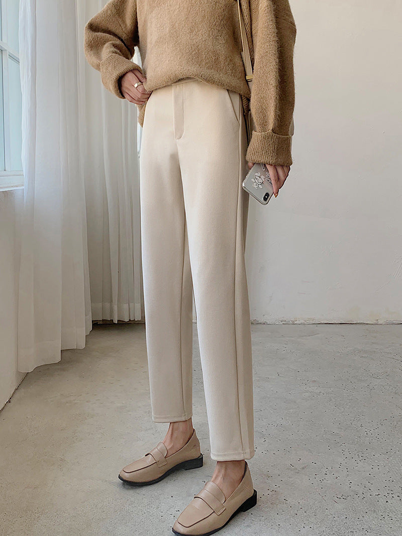 Autumn And Winter Women's High Waist Straight Tube Loose Cropped Suit Pants