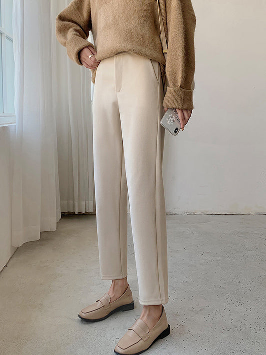 Autumn And Winter Women's High Waist Straight Tube Loose Cropped Suit Pants