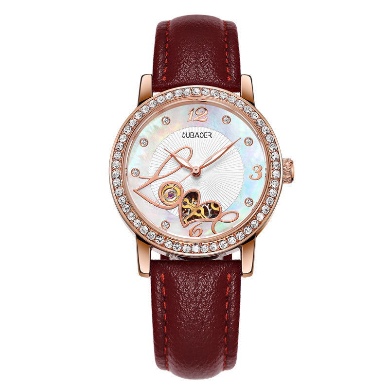 Mechanical hollow luminous belt waterproof watch