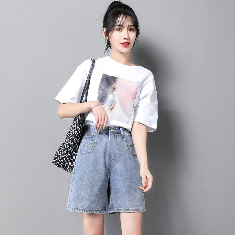 Loose Korean Style High Waist Girl Denim Shorts