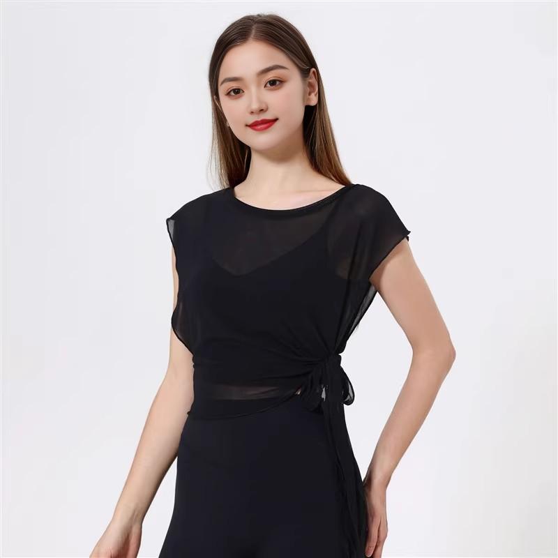 Mesh Quick-drying Fixed Chest Pad Fitness Dance Top Blouse