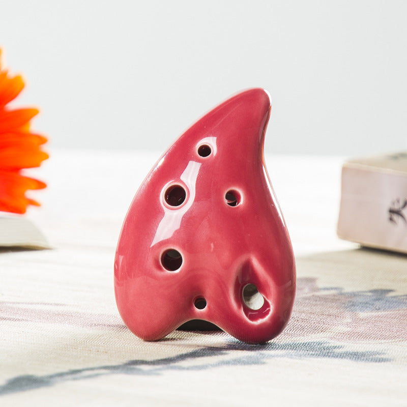 Colour glaze heart-shaped porcelain flute