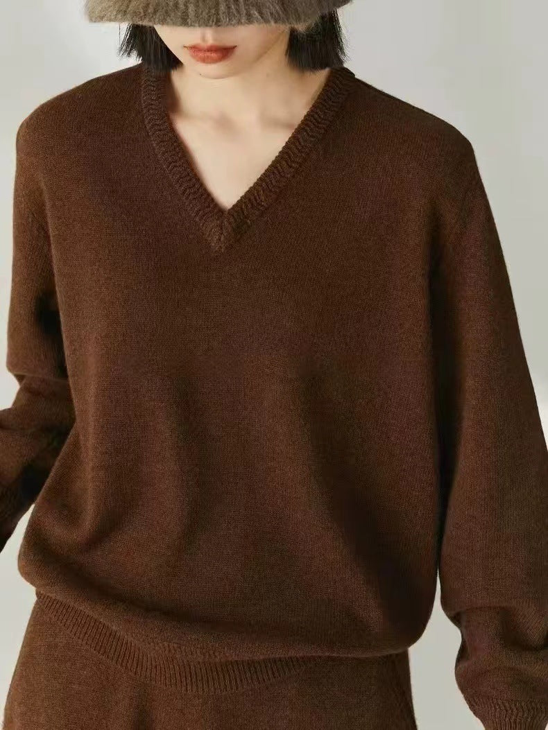 Women's V-neck Sweater Knitted Bottoming Shirt