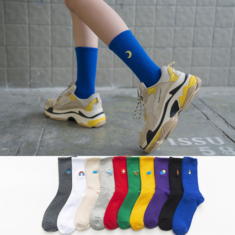 Cartoon embroidered weather tube socks