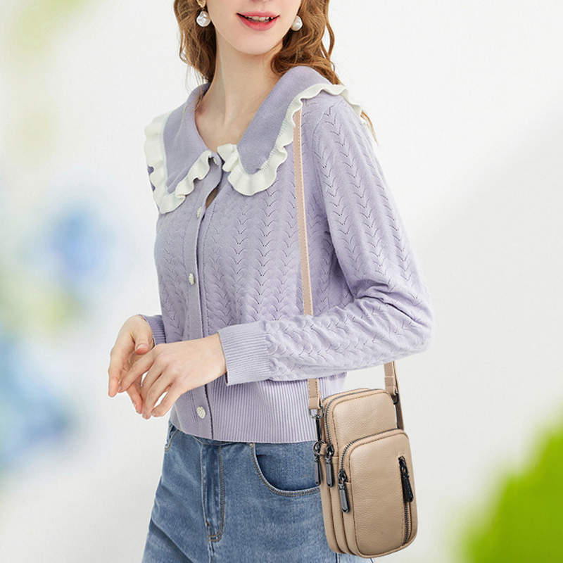 Cross-border First-layer Cowhide Mobile Phone Bag Trendy Fashion