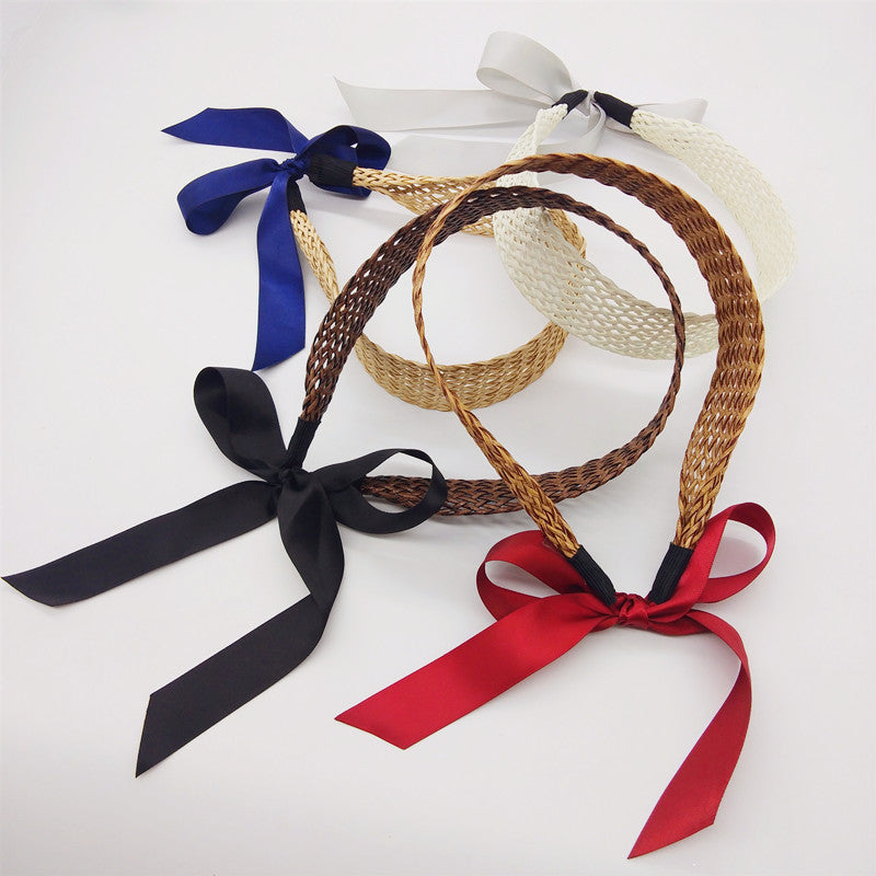 Ribbon knotted raffia woven headband