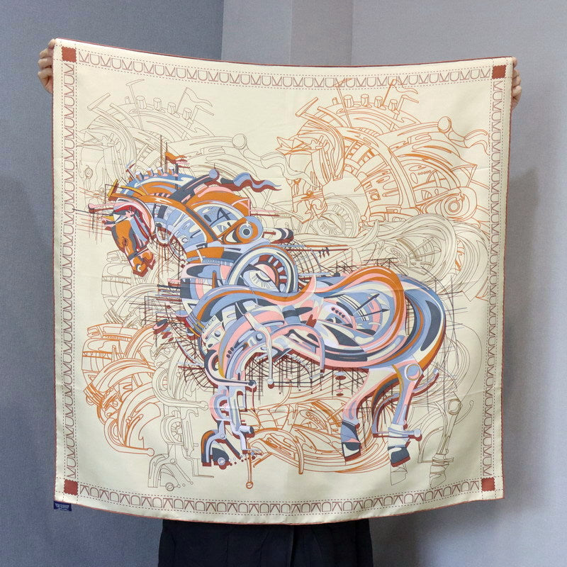 Copper Circumference Iron Horse Silk Twill 14 M Large Kerchief Spring