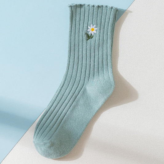 Women's Tube Socks Thin Ins Tide Small Daisy Japanese Cute