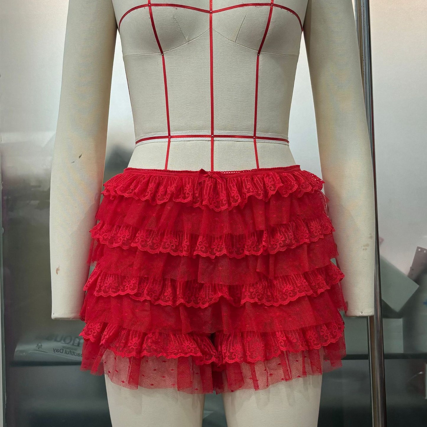 Flounced Wave Solid Color Lolita Low Waisted Shorts
