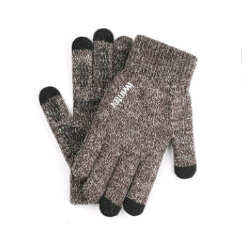 Touch screen gloves men's winter non-slip driving female students knitting wool couple plus velvet warm outdoor riding gloves
