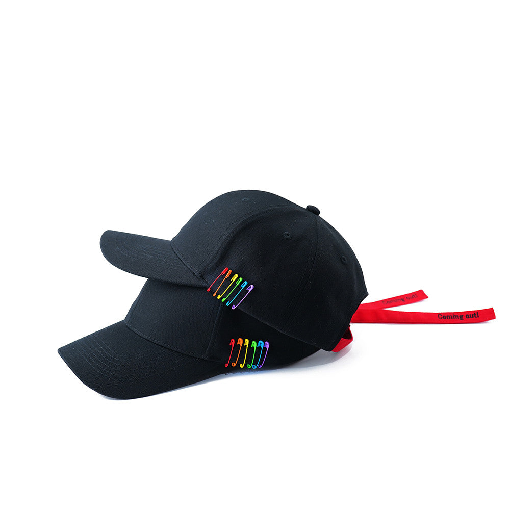Men's And Women's Pin Functional Wind Rainbow Peaked Hat