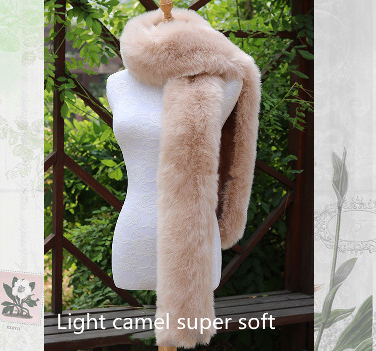 Faux Fox Fur Scarf And Fur Long Women Winter