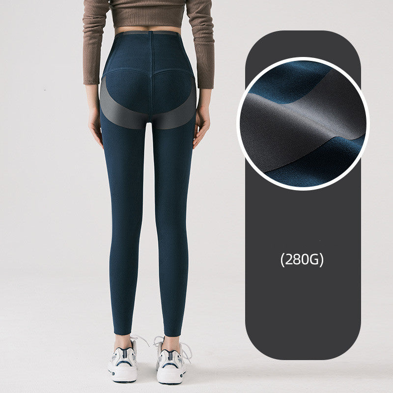 Women Wear Brushed Pants With A High Waist Winter Keep Warm