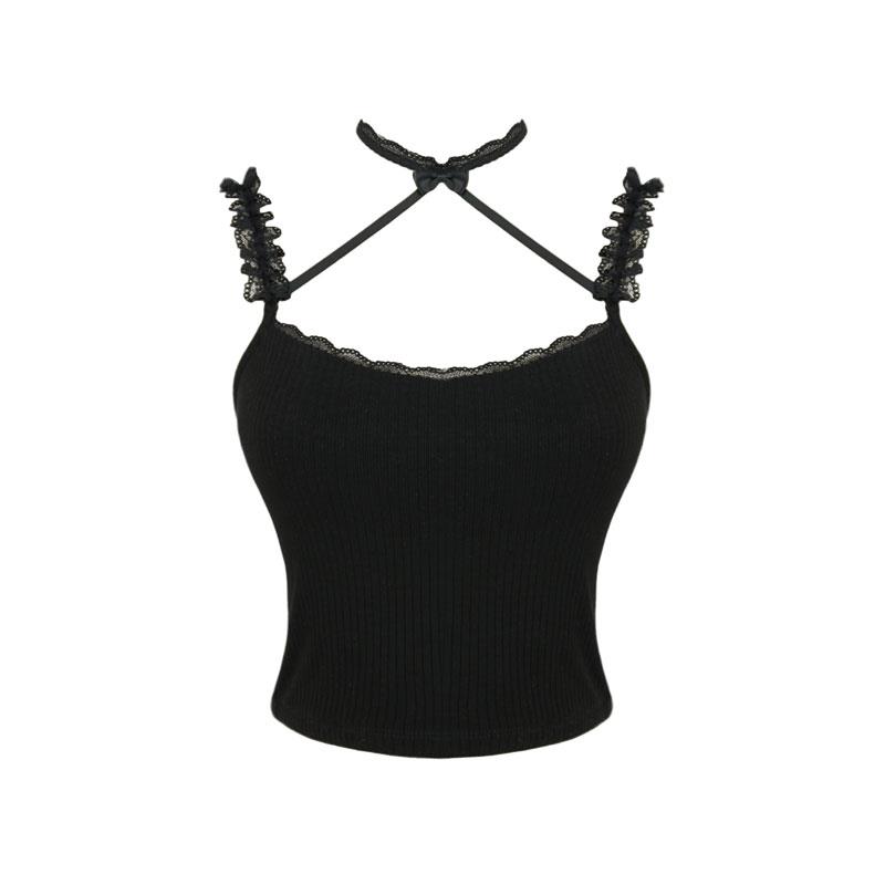 Lace Vest Women's Halterneck Top Small Sling Design For External Wear