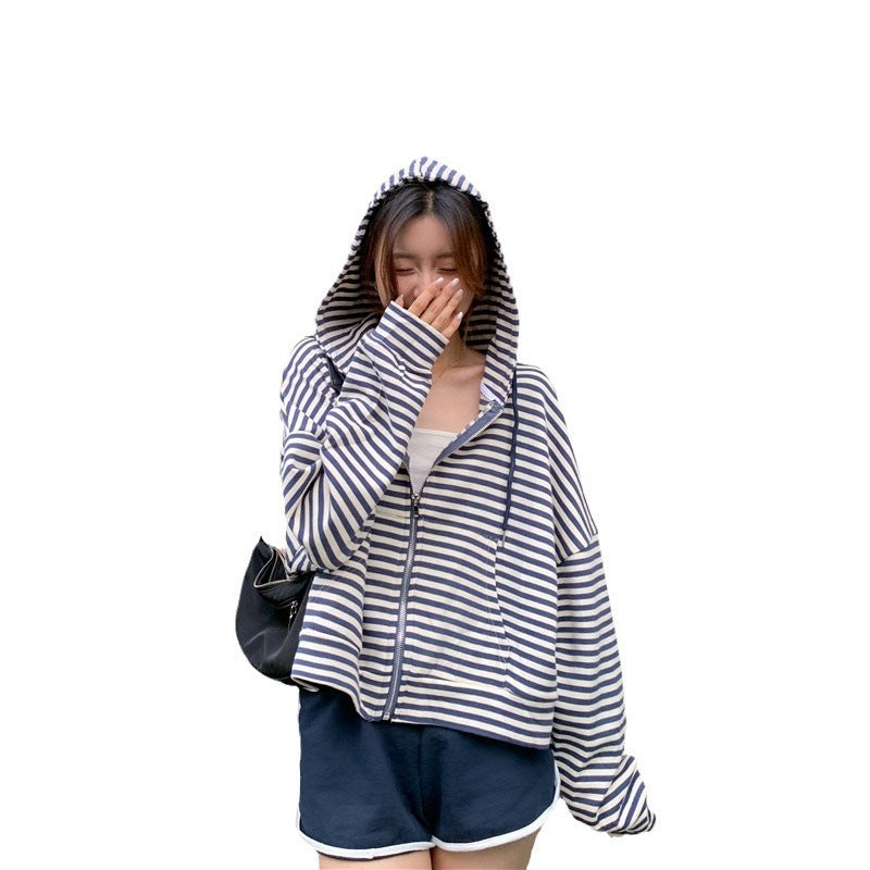 SpringAutumn Loose Long-sleeve Short Trendy Hooded Jacket