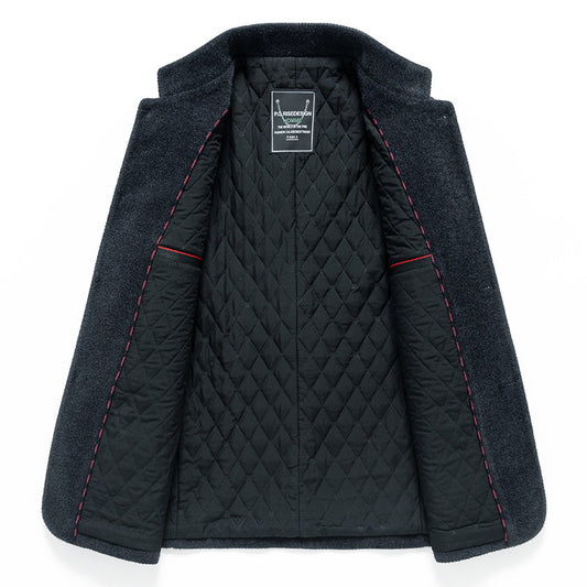 Men's Stand-Up Collar Casual Chenille Wool Jacket Coat