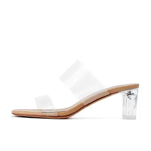 Crystal Transparent Thick Heel Fashion Net Celebrity Ins Tide High Heel Slippers