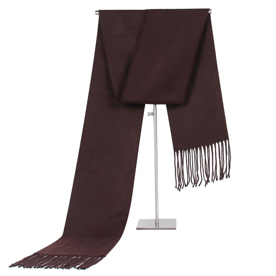 Solid Color Men's Scarf Faux Cashmere Tassel