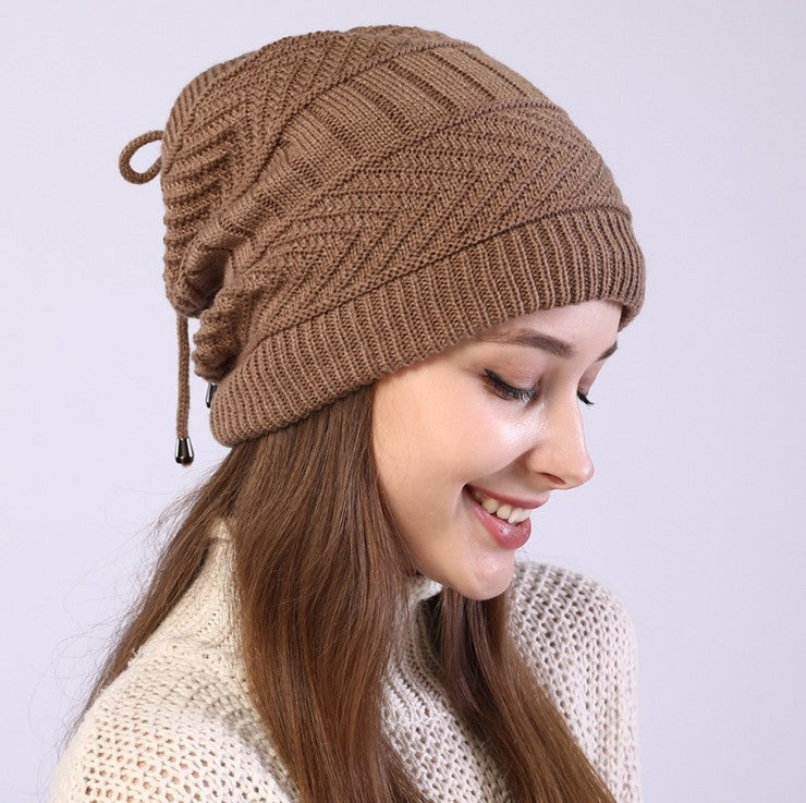 Fleece Knitted Wrap Head Pile Hat Women's Confinement Hat