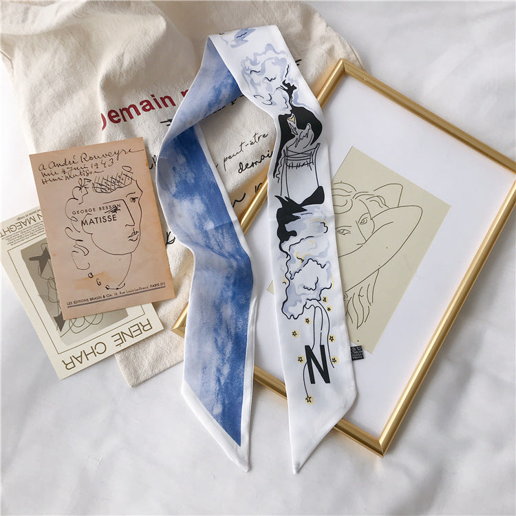 Handle Small Silk Scarf Headband Ribbon Scarf