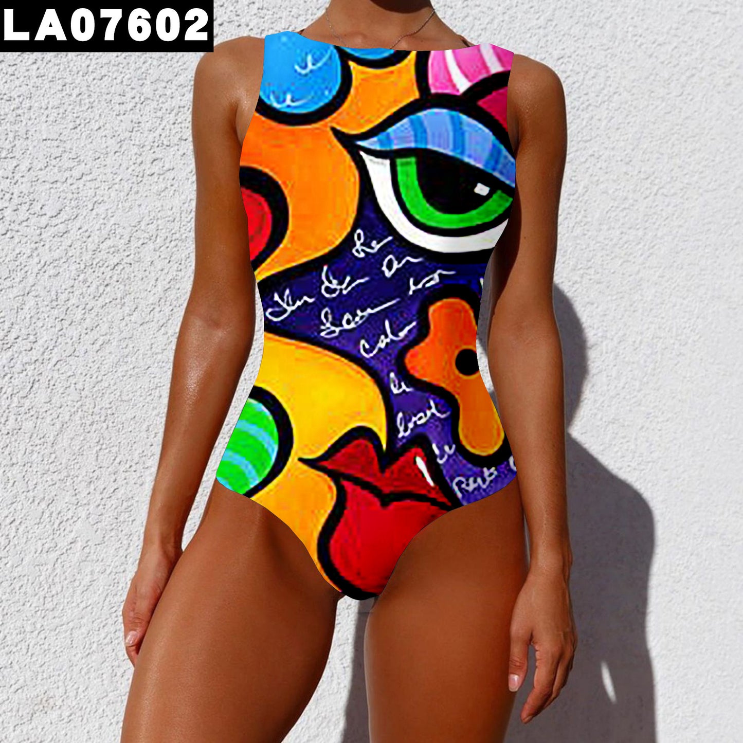 New Women's Printed Double-layer Siamese Body Shaping Swimsuit With Chest Pad