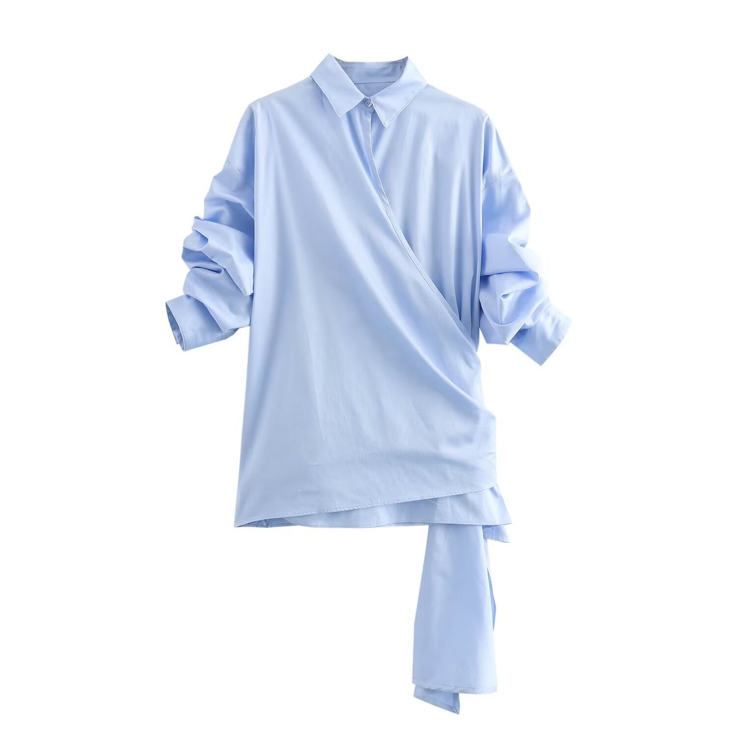 Summer New Bowknot Decoration Poplin Short Sleeve Shirt