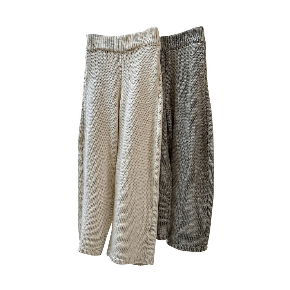 Yarn Thick Knitted Casual Pants Loose Wool Trousers