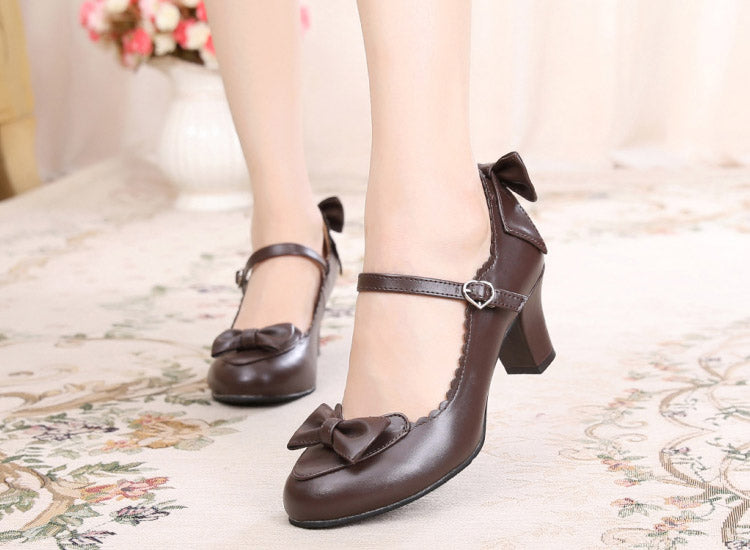 Bowknot single shoes with round head