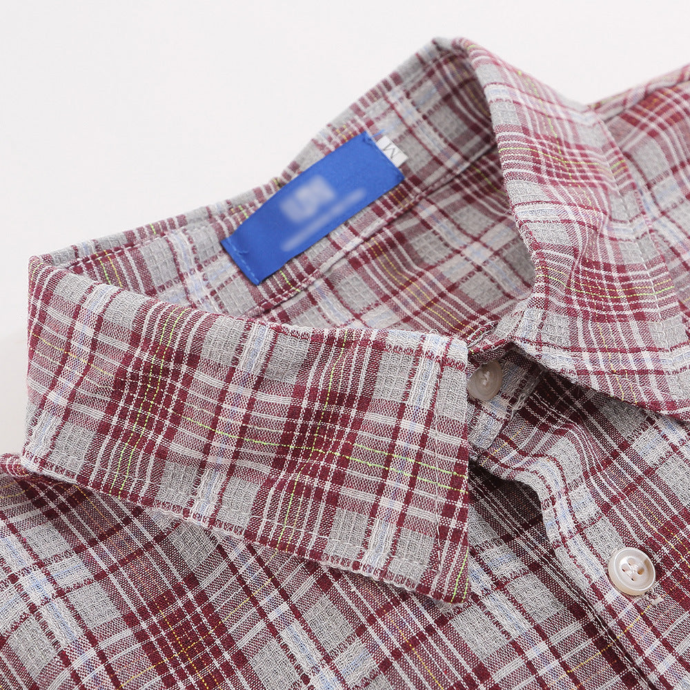 Plaid Long Sleeve Boys Trend European And American Loose Casual Shirt