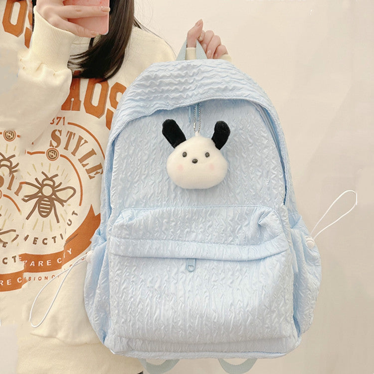 Large Capacity Simple Solid Color Backpack Middle School Students Backpack