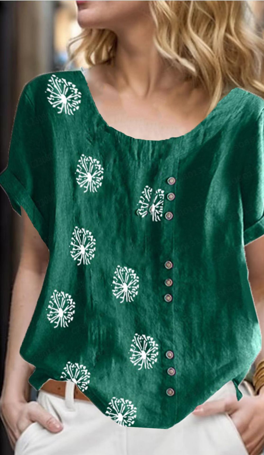 Women's Top Clinch Vintage Cotton And Linen Printing