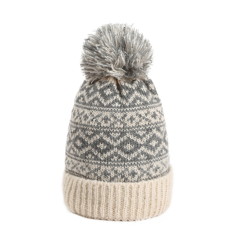 Winter Versatile Diamond Plaid Two-Color Contrast Hat