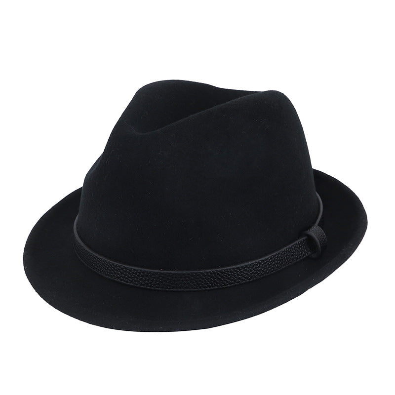 Autumn And Winter Pure Wool Rolled Edge Short Brim Bell British Gentleman Hat