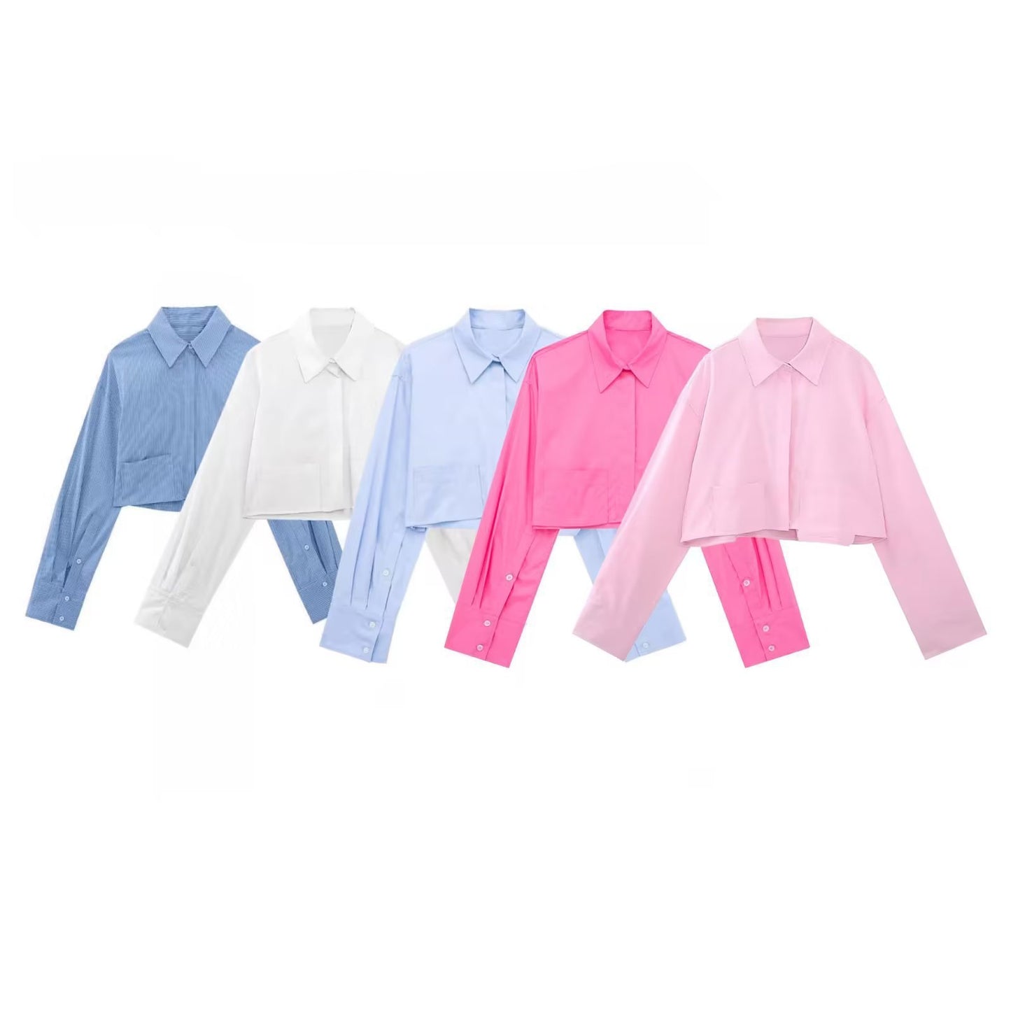 Spring Cross Border Women's Urban Casual Striped Poplin Short Shirt