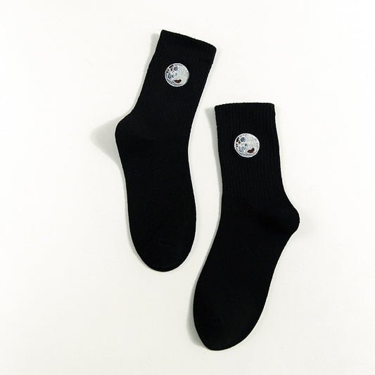 Cotton Women's Tube Socks Cute Cartoon Embroidery Cotton Socks