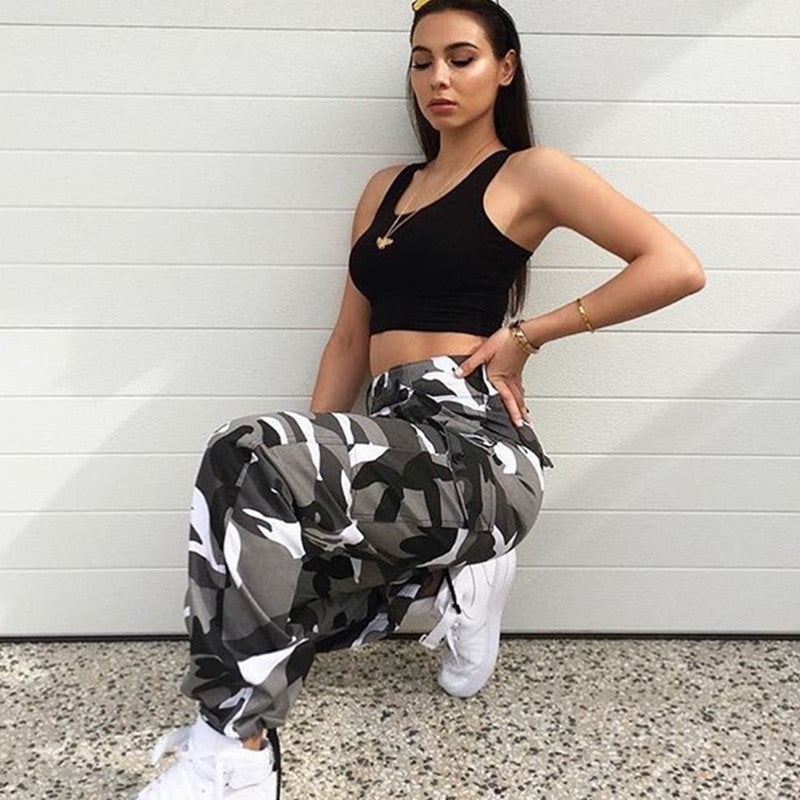 Camouflage tooling denim harem pants casual pants