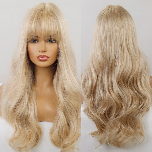 Women's Fashion Simple Long Curly Wig Head Cover