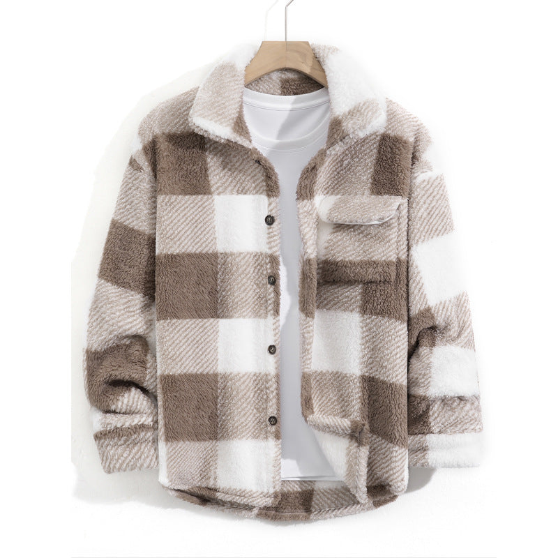 Men's Fleece-lined Thick Casual Versatile Youth Fleece Jacket