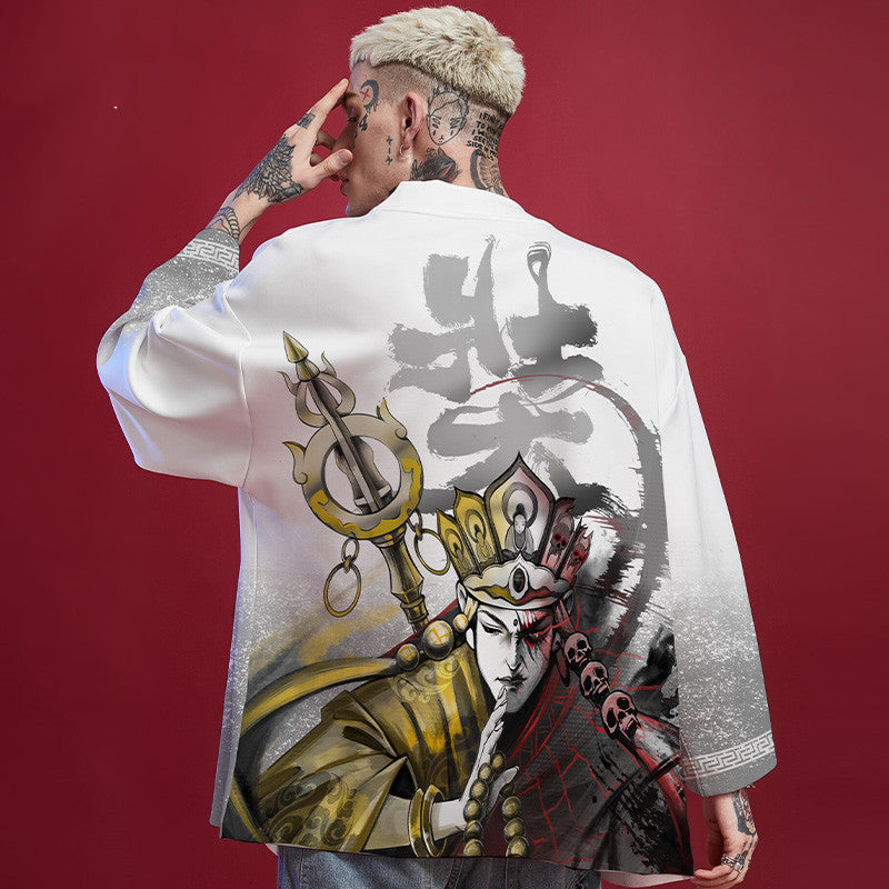Handsome three-quarter sleeve cardigan robe