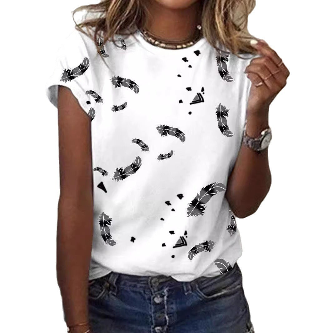 Cute Owl Pattern 3D Printed Round Neck Short Sleeve